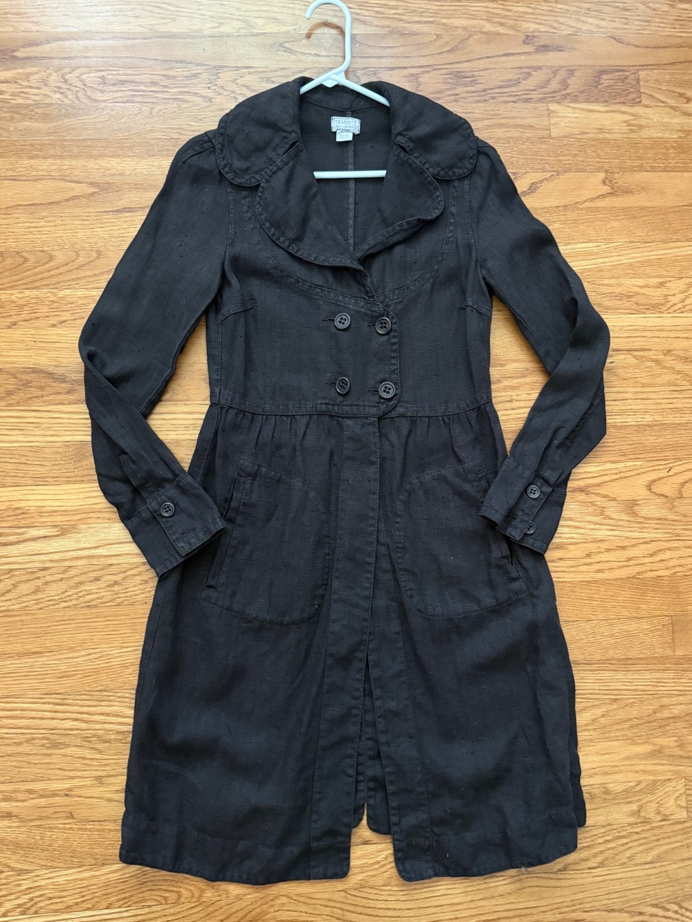 Transit Par Such black linen goth chic trench coat